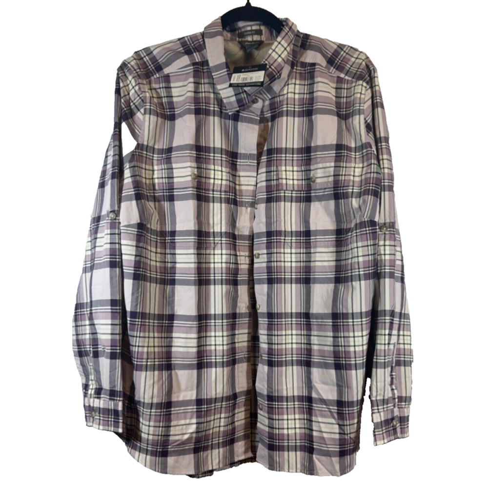 NEW Eddie Bauer 2XL Adventurer 3.0 Purple Plaid Women’s Long Sleeve Shirt A53